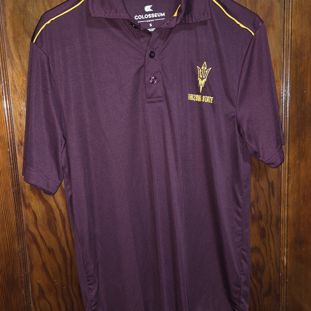 Colosseum Men's Burgundy Polo with Yellow Accents